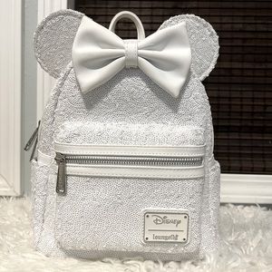 Disney Minnie Mouse White Sequin Wedding Loungefly